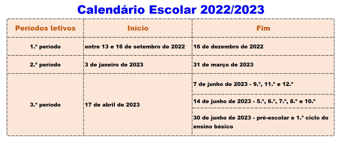 calendario escolar 1 a